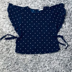 NWOT Polka Dot Flutter Sleeve Crop